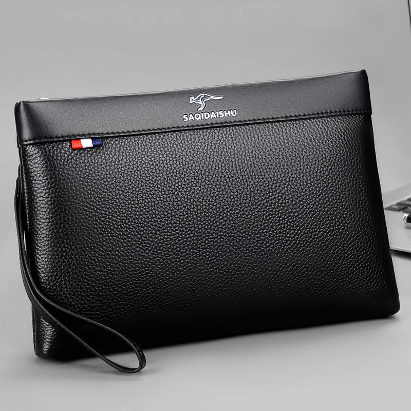 Pochette Cuir Homme Business – Cuir Grainé, Zippée avec Dragonne, Noir ou Marron L'artisan Cuir