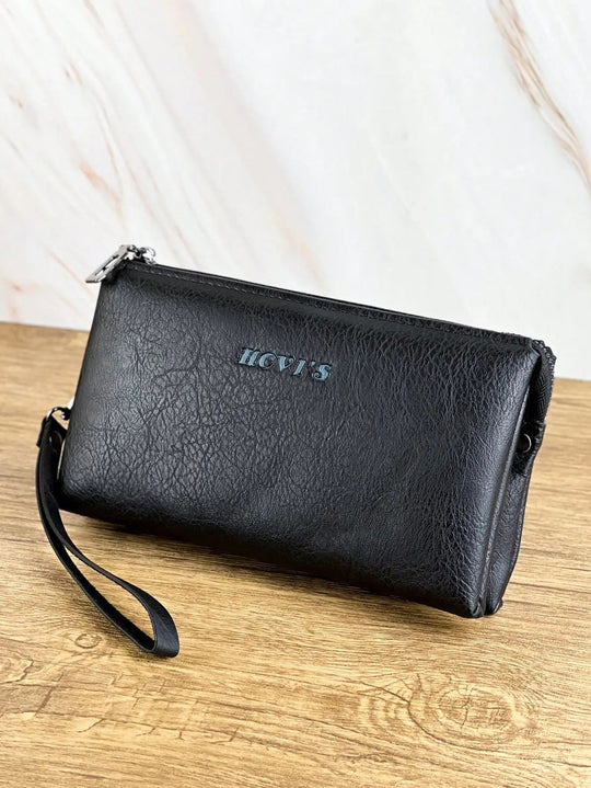 Pochette Poignet Homme Marron Effet Vintage – Zippée avec Dragonne L'artisan Cuir