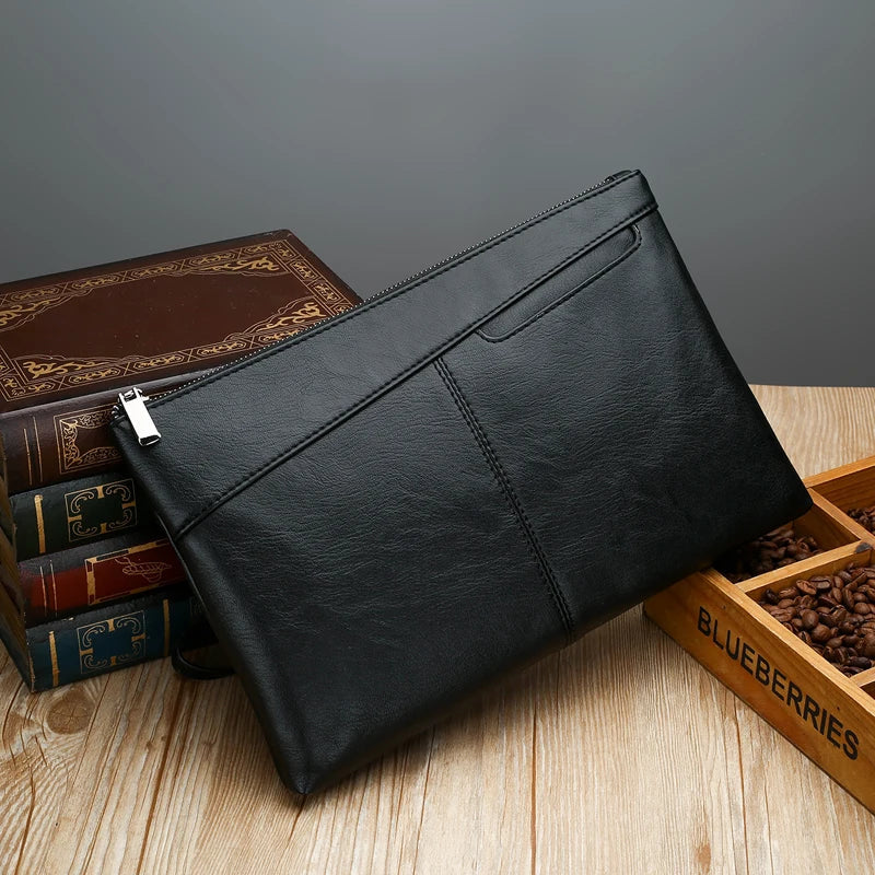 Pochette Cuir Homme Noire Souple – Poche Téléphone Extérieure, Zippée avec Dragonne L'artisan Cuir