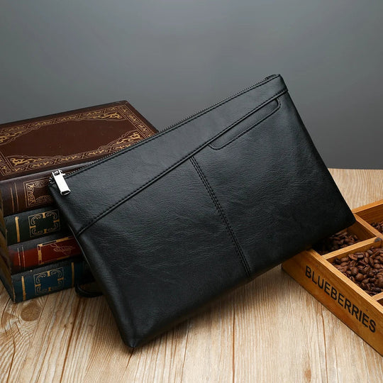 Pochette Cuir Homme Noire Souple – Poche Téléphone Extérieure, Zippée avec Dragonne L'artisan Cuir