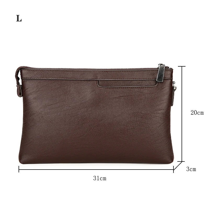 Pochette Homme Plate Marron Foncé – Zippée, Multi-Poches L'artisan Cuir