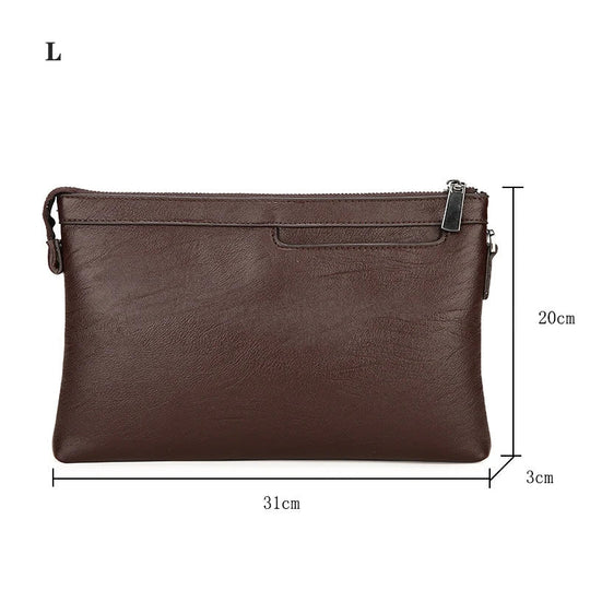 Pochette Homme Plate Marron Foncé – Zippée, Multi-Poches L'artisan Cuir