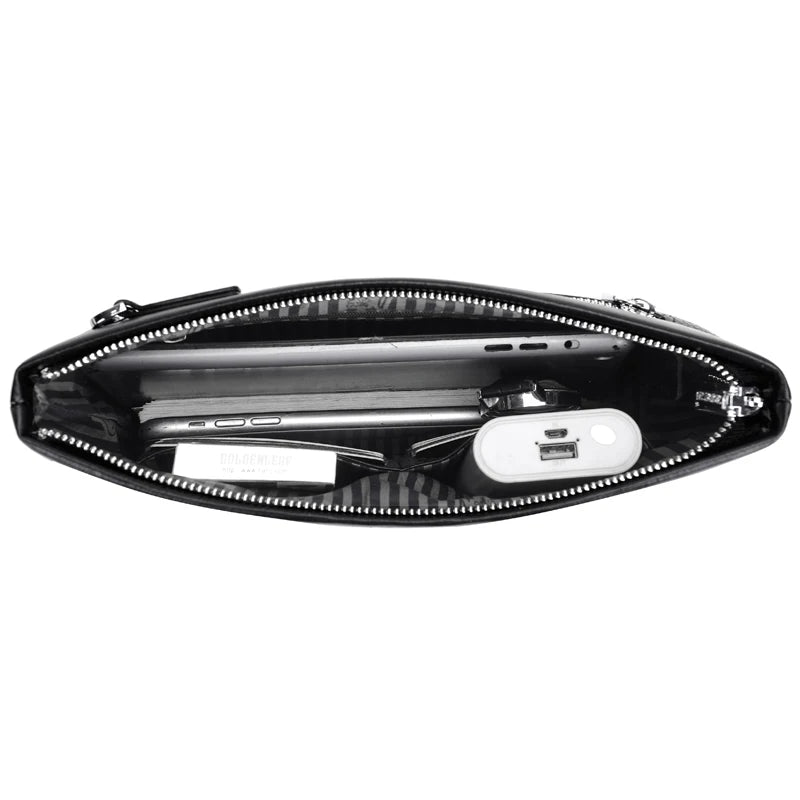 Pochette Cuir Homme Business – Cuir Grainé, Zippée avec Dragonne, Noir ou Marron L'artisan Cuir