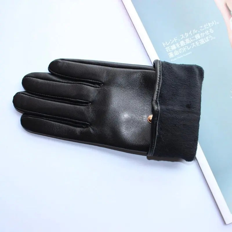 Gants en cuir véritable entièrement doublés pour femme - Noir - Medium Gants en cuir véritable entièrement doublés pour femme - Noir - Medium